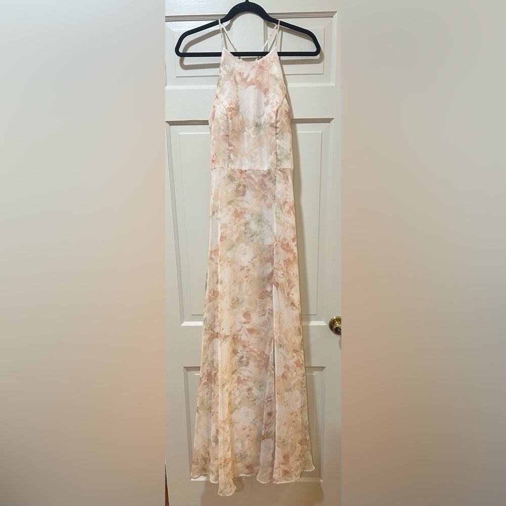 Jenny Yoo Long Bridesmaid Dress Kayla Print- Watercolor Garden Blush size 8